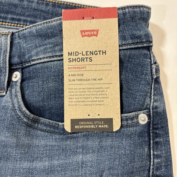 Levi's Denim Mid Length Shorts Women's 18W Hypersoft Medium Wash Mid Rise NWT - Picture 11 of 11